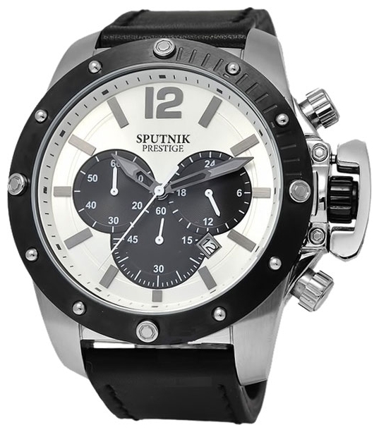 Wrist watch Sputnik NM-1M564/1.3 chernyj+stalnoj for men - 1 picture, photo, image