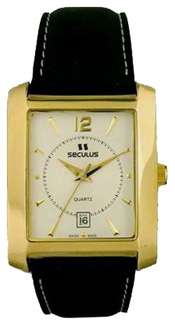 Wrist watch Seculus 4419.1.505 white ap-g, pvd, black leather for men - 1 image, photo, picture