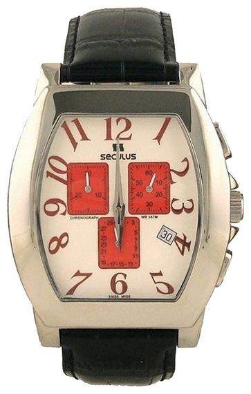 Wrist watch Seculus 4469.1.816 ss case, white with red eyes for men - 1 photo, picture, image