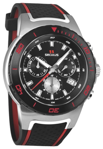 Wrist watch Seculus 4488.2.503 black, ss tr-ipb red for men - 1 photo, image, picture